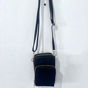 Black Purse with Gold Accents & 3 Compartments for Phone, Wallet, Keys, Cards